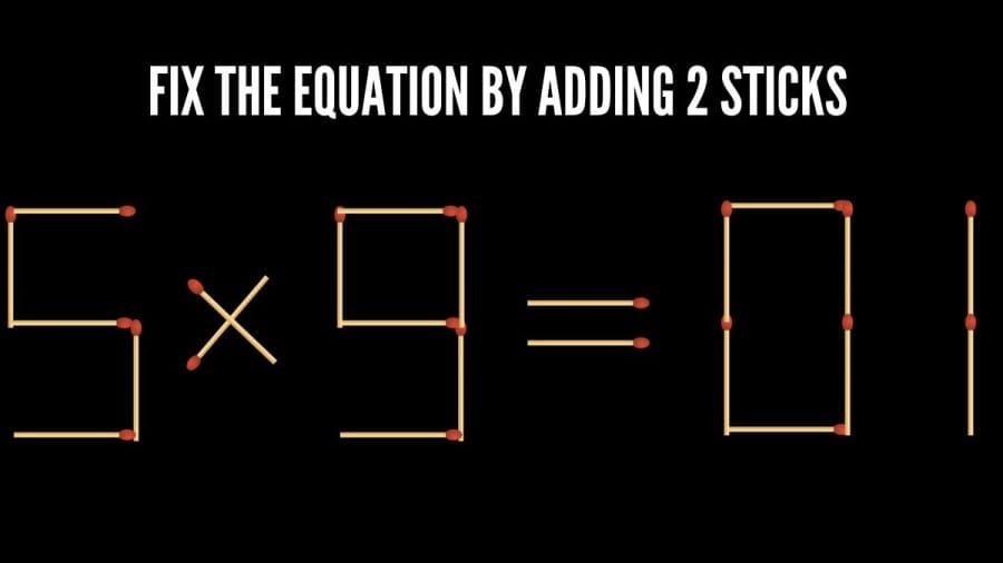 Brain Teaser: 5×9=01 Fix the Equation by Adding 2 Sticks | Matchstick Puzzle