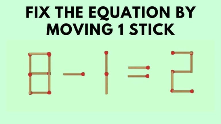 Brain Teaser: 8-1=2 Fix The Equation By Moving 1 Stick | Matchstick Puzzle