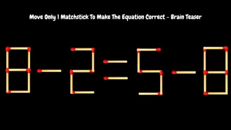 Brain Teaser: 8-2=5-8 Move Only 1 Matchstick To Make The Equation Correct | Matchstick Puzzle