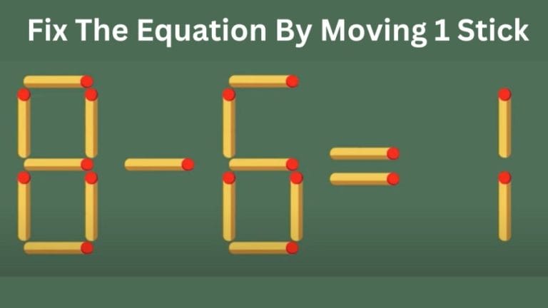 Brain Teaser: 8-6=1 Fix The Equation By Moving 1 Stick | Matchstick Puzzle