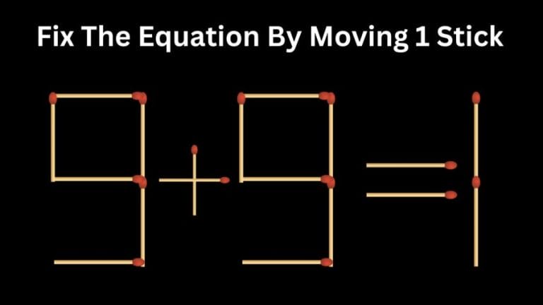 Brain Teaser: 9+9=1 Fix the equation by moving 1 stick | Matchstick Puzzle