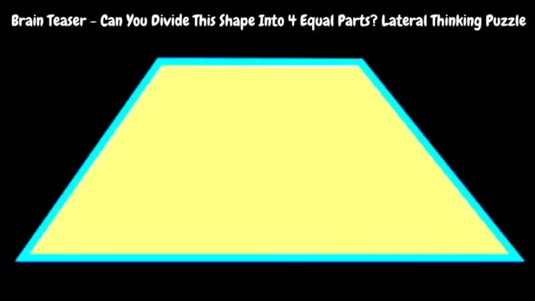 Brain Teaser – Can You Divide This Shape Into 4 Equal Parts? Lateral Thinking Puzzle