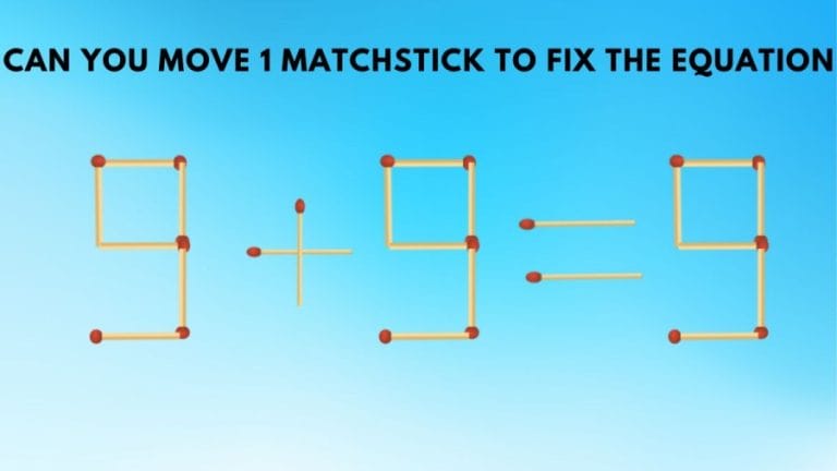 Brain Teaser – Can You Move 1 Matchstick to Fix the Equation | Matchstick Puzzle