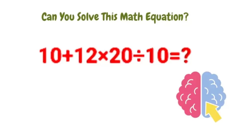 Brain Teaser: Can You Solve 10 + 12 x 20 / 10? Genius IQ Test