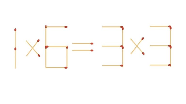 Brain Teaser Math Challenge: 1×6=3×3 Move 1 Matchstick to Fix the Equation by 30 Secs| Matchstick Puzzle