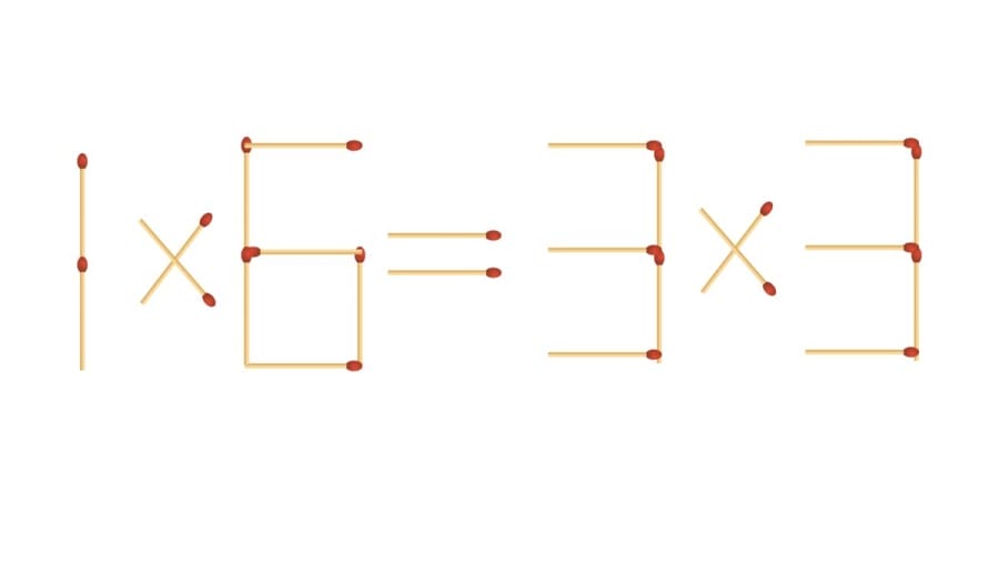 Brain Teaser Math Challenge: 1×6=3×3 Move 1 Matchstick to Fix the Equation by 30 Secs| Matchstick Puzzle