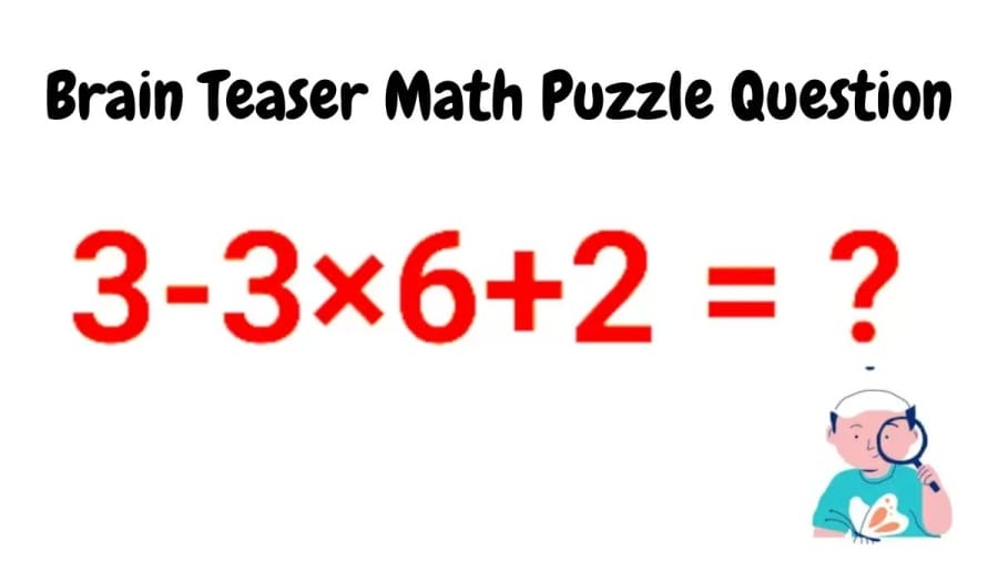 Brain Teaser Math Puzzle Question: Equate 3-3×6+2