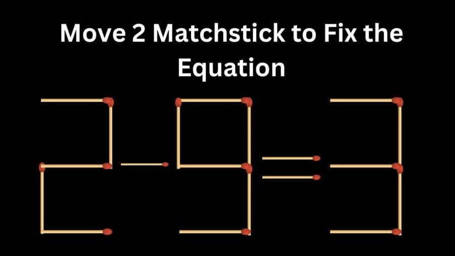 Brain Teaser Math Test: 2-9=3 Move 2 Matchstick to Fix the Equation by 30 Secs| Matchstick Puzzle