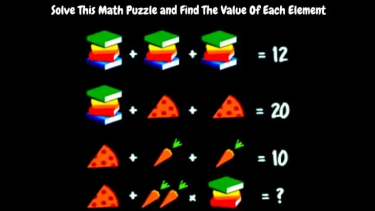 Brain Teaser Puzzle – Find The Value Of Each Element And Solve This Math Puzzle