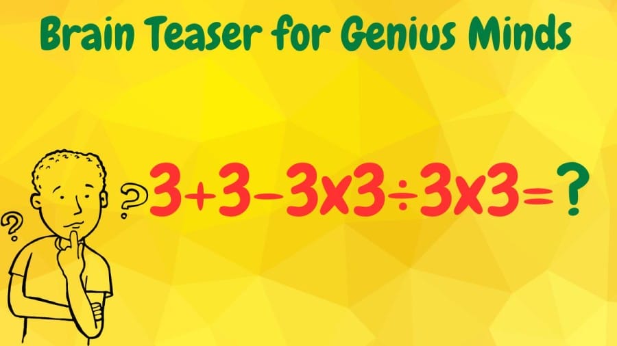 Brain Teaser for Genius Minds: Can you solve 3+3-3×3÷3×3?