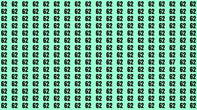 Brain Test: If you have Eagle Eyes Find the number 67 among 62 in 15 Secs