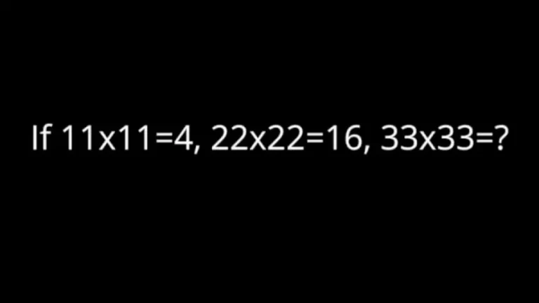 If 11×11=4, 22×22=16, What Is 33×33=? Brain Teaser Math Puzzle Test