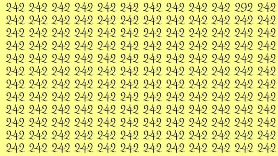 Observation Skills Test: Can you find the number 292 among 242 in 10 seconds?