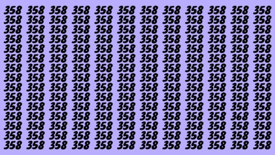 Observation Skills Test: Can you find the number 368 among 358 in 10 seconds?