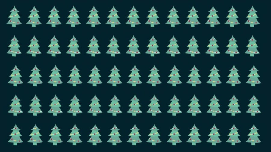 Optical Illusion To Test Your Eyes! You Have Hawk Eyes If You Locate The Odd Christmas Tree In This Image In Less Than 25 Seconds