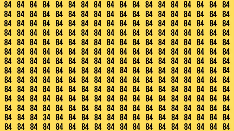 Optical Illusion Visual Test: If you have 50/50 Vision Find the number 34 among 84 in 12 Secs