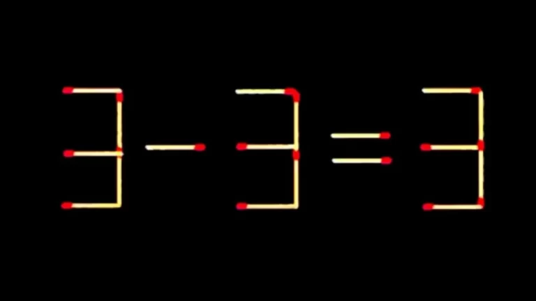 Brain Teaser: 3-3=3 Can You Move Only 2 Matchsticks to Make Equation Correct? Maths Puzzle