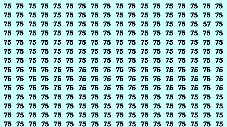 Observation Brain Test: If you have 50/50 Vision Find the Number 57 among 75 in 15 Secs