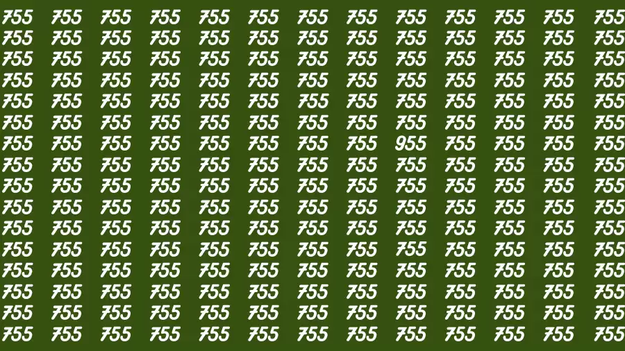 Observation Brain Test: If you have Sharp Eyes Find the number 955 among 755 in 20 Secs