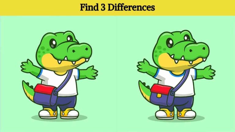 Find 3 differences between the crocodile pictures in 10 seconds!