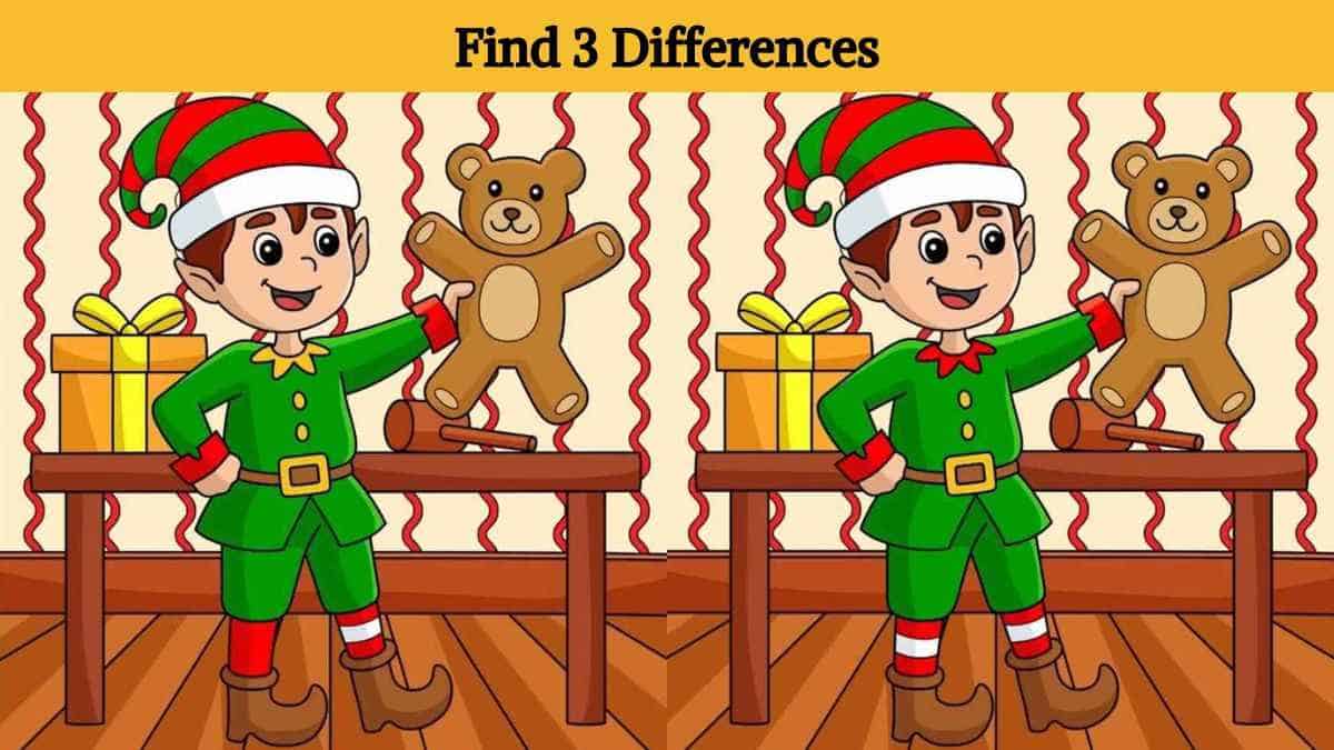 Find 3 differences between the pictures of a boy with a teddy bear in 10 seconds!