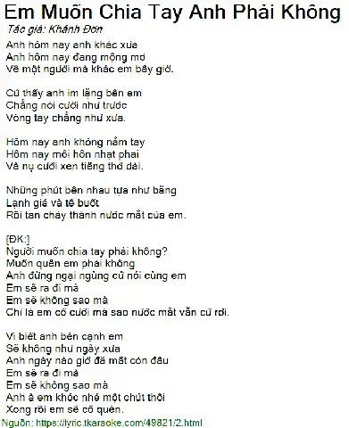 một câu nói em muốn chia tay một câu nói em muốn chia tay