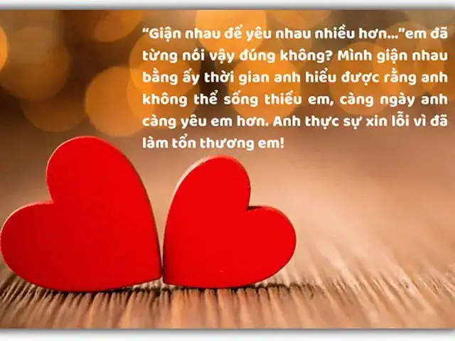 những câu nói xin lỗi hay trong tình yêu