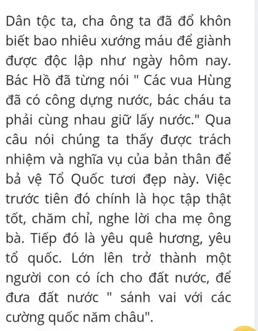 dựa vào nội dung câu nói của bác dựa vào nội dung câu nói của bác