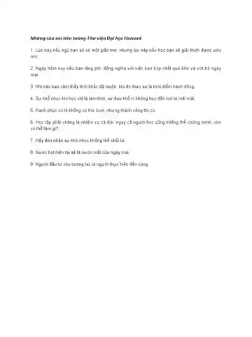 những câu nói trên tường thư viện đại học harvard