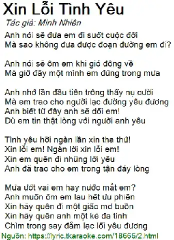 những câu nói xin lỗi hay trong tình yêu