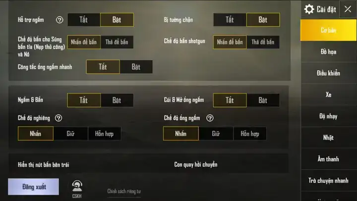 cài đặt câu nói trong pubg