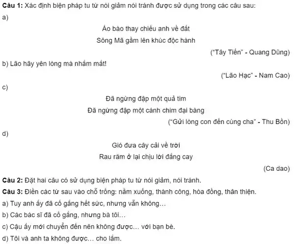 những câu nói giảm nói tránh