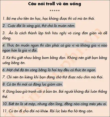 câu nói hay về món ăn ngon